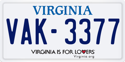 VA license plate VAK3377