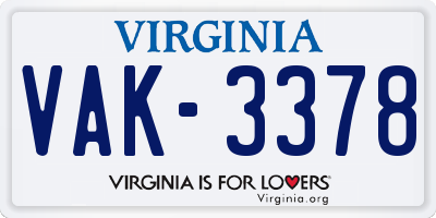 VA license plate VAK3378