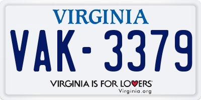 VA license plate VAK3379