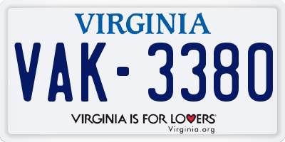 VA license plate VAK3380