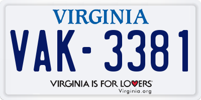 VA license plate VAK3381