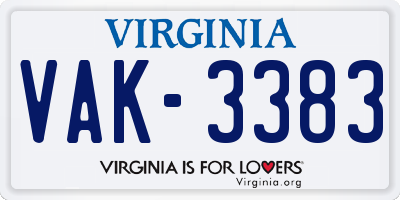 VA license plate VAK3383