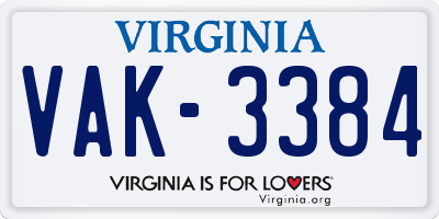 VA license plate VAK3384