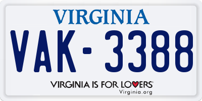 VA license plate VAK3388