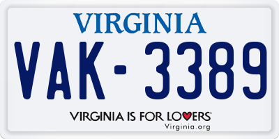 VA license plate VAK3389