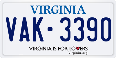 VA license plate VAK3390
