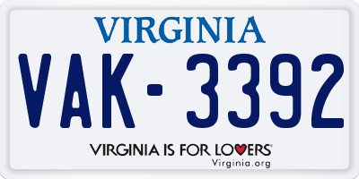 VA license plate VAK3392