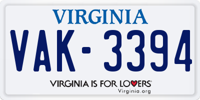 VA license plate VAK3394