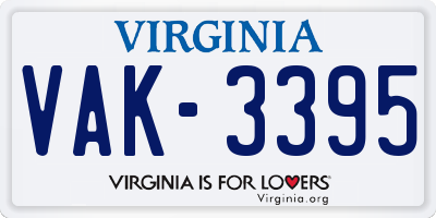 VA license plate VAK3395