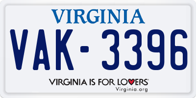 VA license plate VAK3396