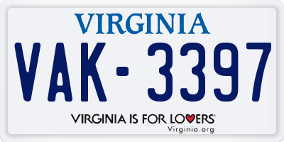 VA license plate VAK3397