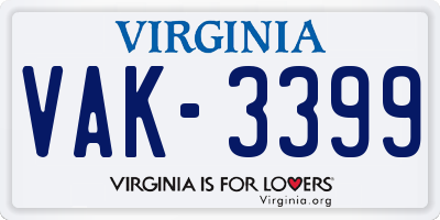 VA license plate VAK3399