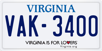 VA license plate VAK3400