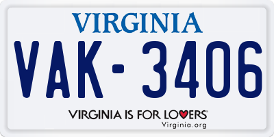 VA license plate VAK3406