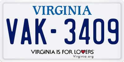 VA license plate VAK3409