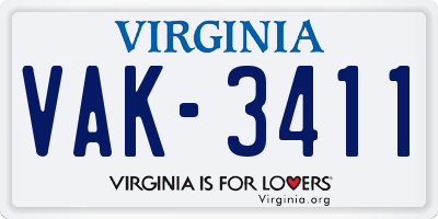 VA license plate VAK3411