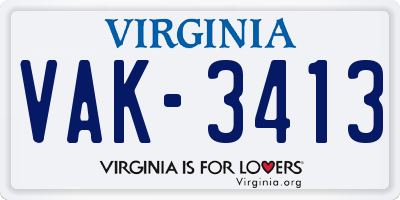 VA license plate VAK3413