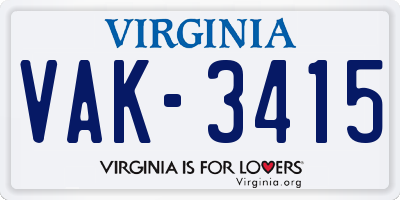 VA license plate VAK3415