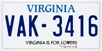 VA license plate VAK3416