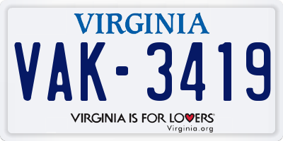 VA license plate VAK3419