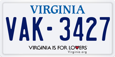 VA license plate VAK3427