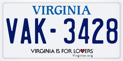 VA license plate VAK3428