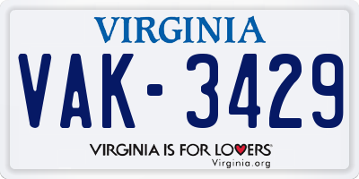 VA license plate VAK3429