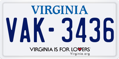 VA license plate VAK3436