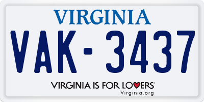 VA license plate VAK3437