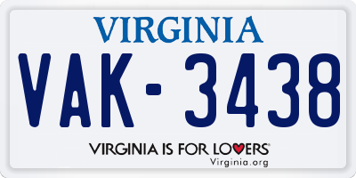 VA license plate VAK3438