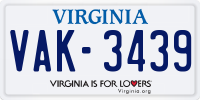 VA license plate VAK3439