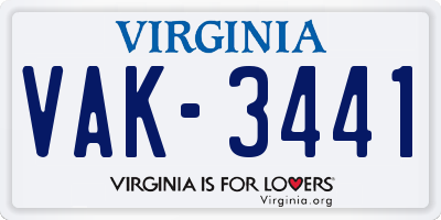 VA license plate VAK3441