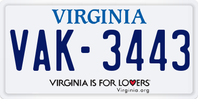 VA license plate VAK3443