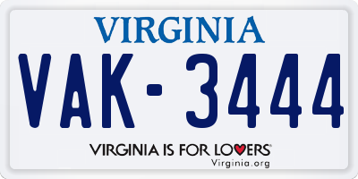 VA license plate VAK3444