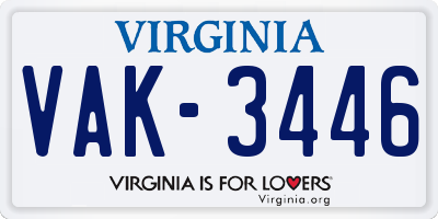 VA license plate VAK3446