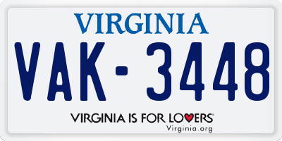 VA license plate VAK3448