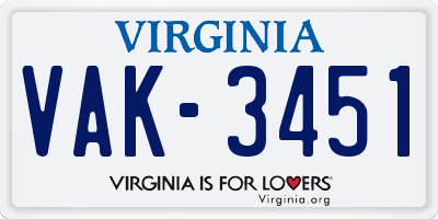 VA license plate VAK3451