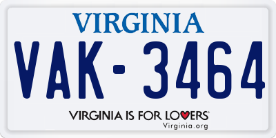 VA license plate VAK3464