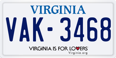 VA license plate VAK3468