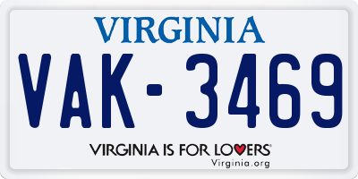 VA license plate VAK3469
