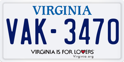 VA license plate VAK3470