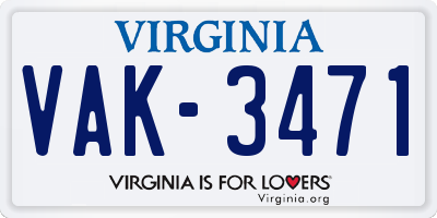 VA license plate VAK3471
