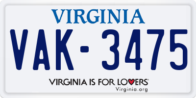 VA license plate VAK3475