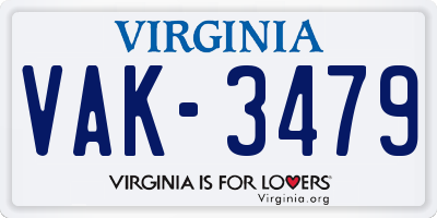 VA license plate VAK3479