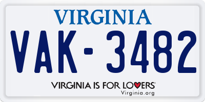 VA license plate VAK3482