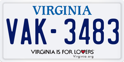 VA license plate VAK3483