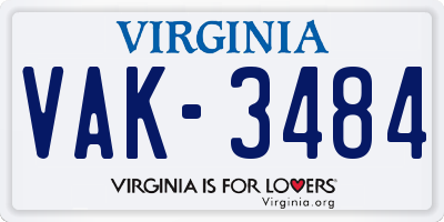 VA license plate VAK3484