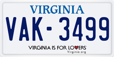 VA license plate VAK3499