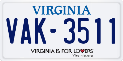 VA license plate VAK3511