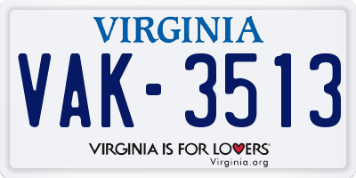 VA license plate VAK3513